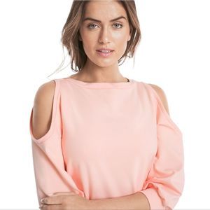 WHITE HOUSE BLACK MARKET Pale Pink Cold-shoulder Sweatshirt Size S